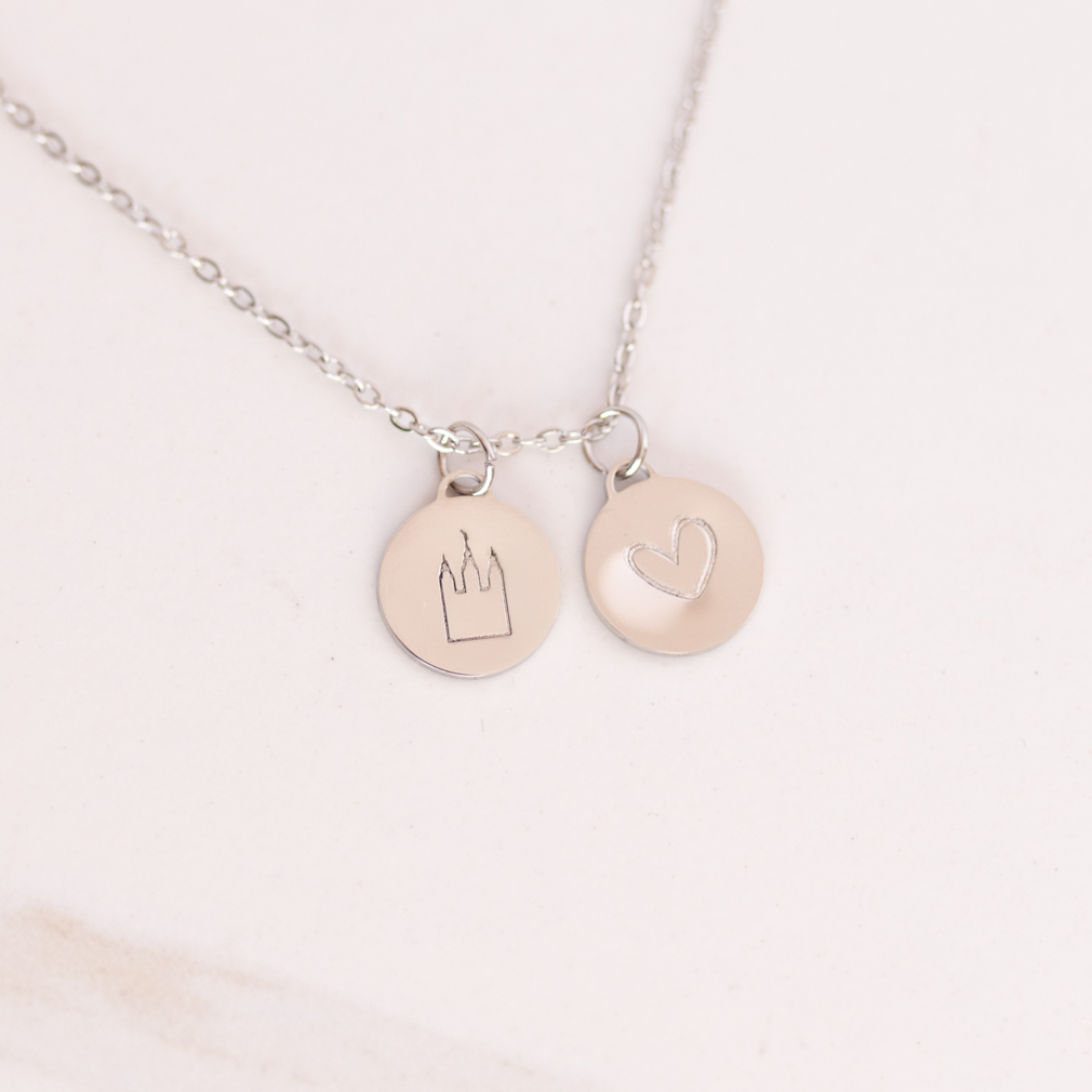 Stamped Temple Charm Necklace - LDP-TEMP-STAMP