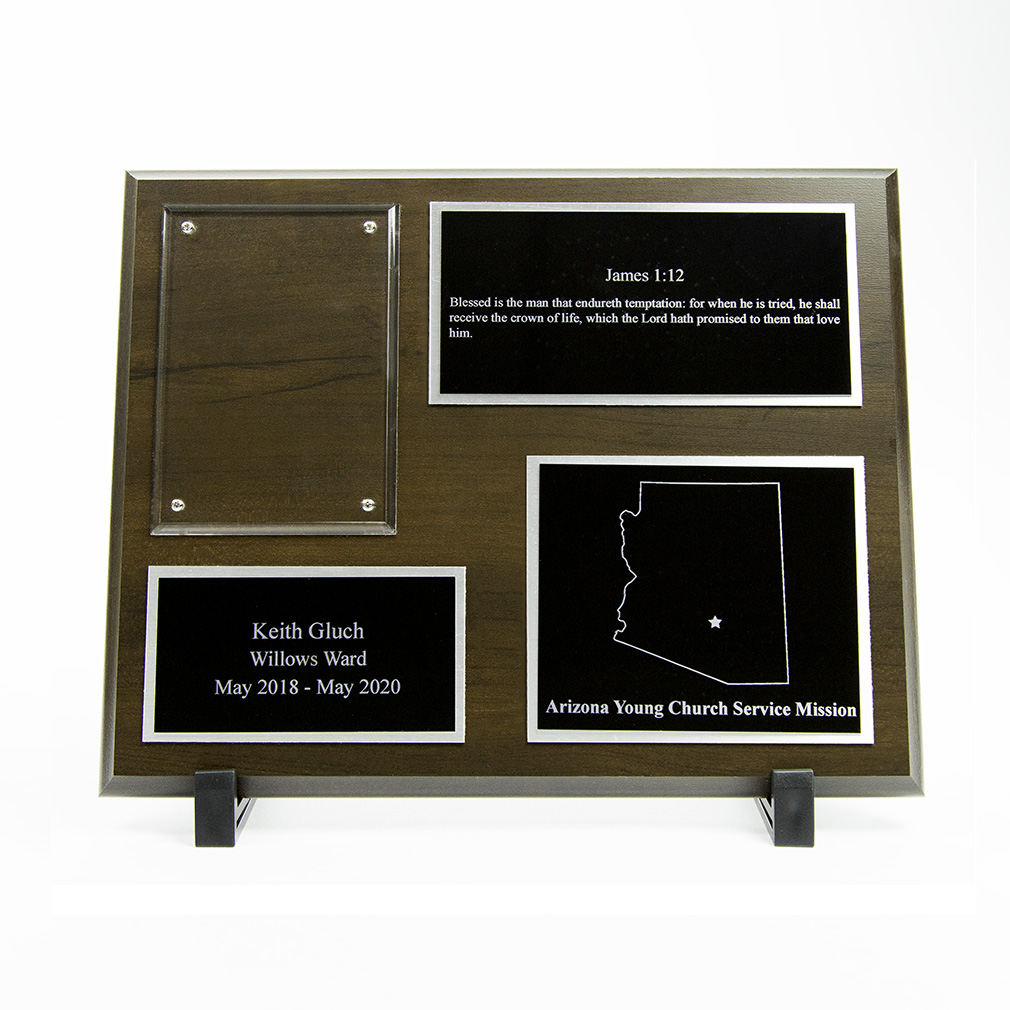 Missionary Plaque 8x10 - Three Plates, Gold/Silver - LDP-MP8x10-3