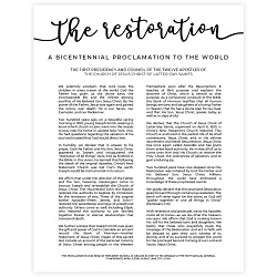 Modern Restoration Proclamation - Framed/Unframed framed restoration proclamations, framed lds proclamations, framed lds restoration proclamations, restoration proclamation