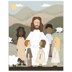 Leading His Little Lambs - Framed/Unframed Wall Art lds art, jesus lds art, framed lds art, lds artwork, lds wall art, jesus christ lds art