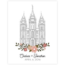 Personalized Hand-Drawn Temple Art - Framed/Unframed Wall Art lds temple art, temple art, personalized temple, cute temple art, lds temples art, 