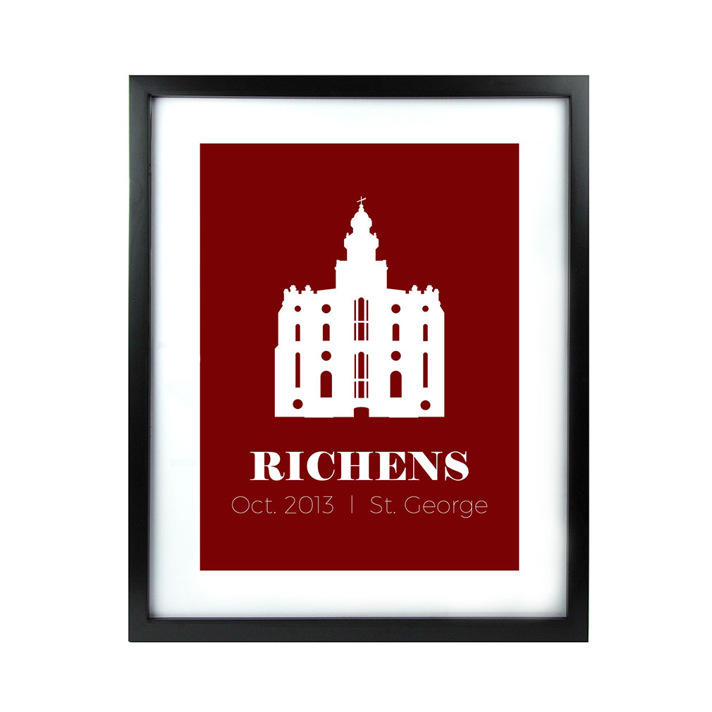 Personalized Filled Temple Print - Black - LDP-CTEMPPOSTSQ-BLK