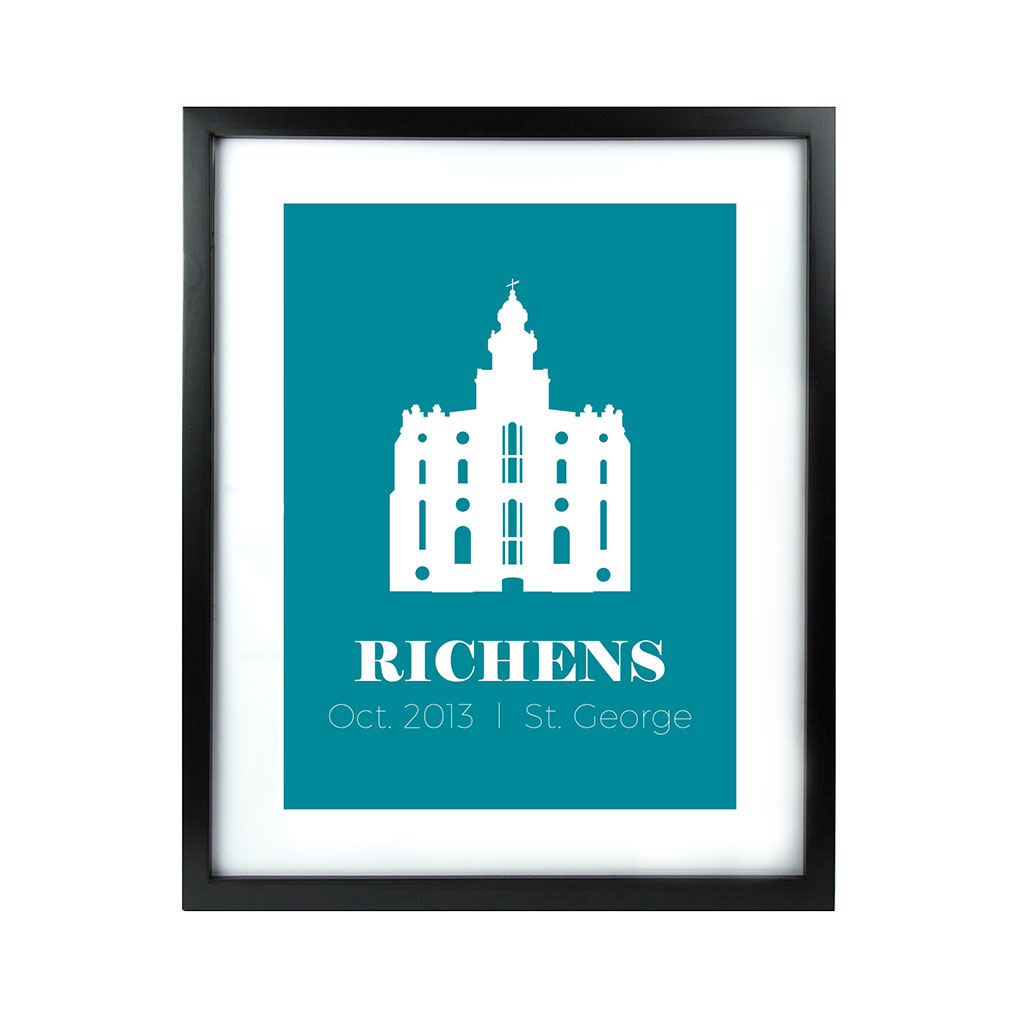 Personalized Filled Temple Print - Black - LDP-CTEMPPOSTSQ-BLK