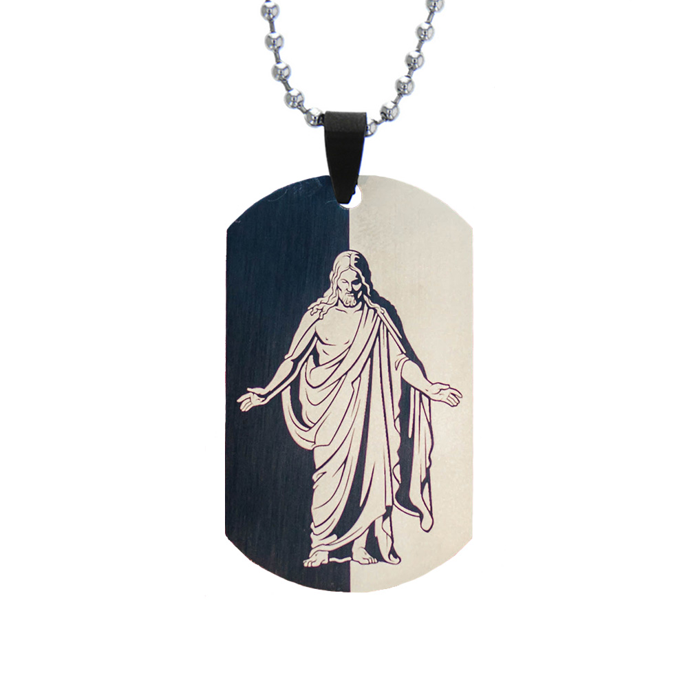 Christus Dog Tag Necklace - Black - LDP-DTG-CHRIST-BLK