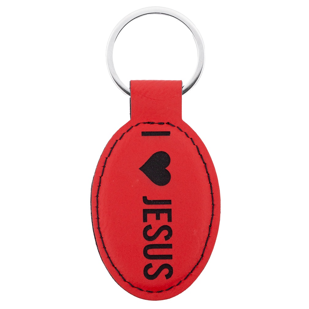 I Love Jesus & Jesus Loves Me Double-Sided Leatherette Keychain - LDP-LKC-ILJ