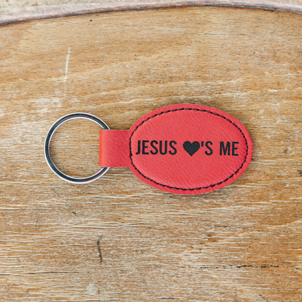 I Love Jesus & Jesus Loves Me Double-Sided Leatherette Keychain - LDP-LKC-ILJ