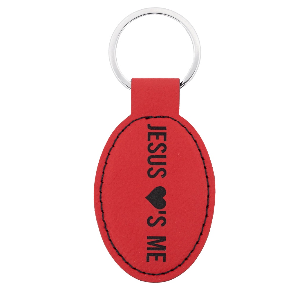 I Love Jesus & Jesus Loves Me Double-Sided Leatherette Keychain - LDP-LKC-ILJ