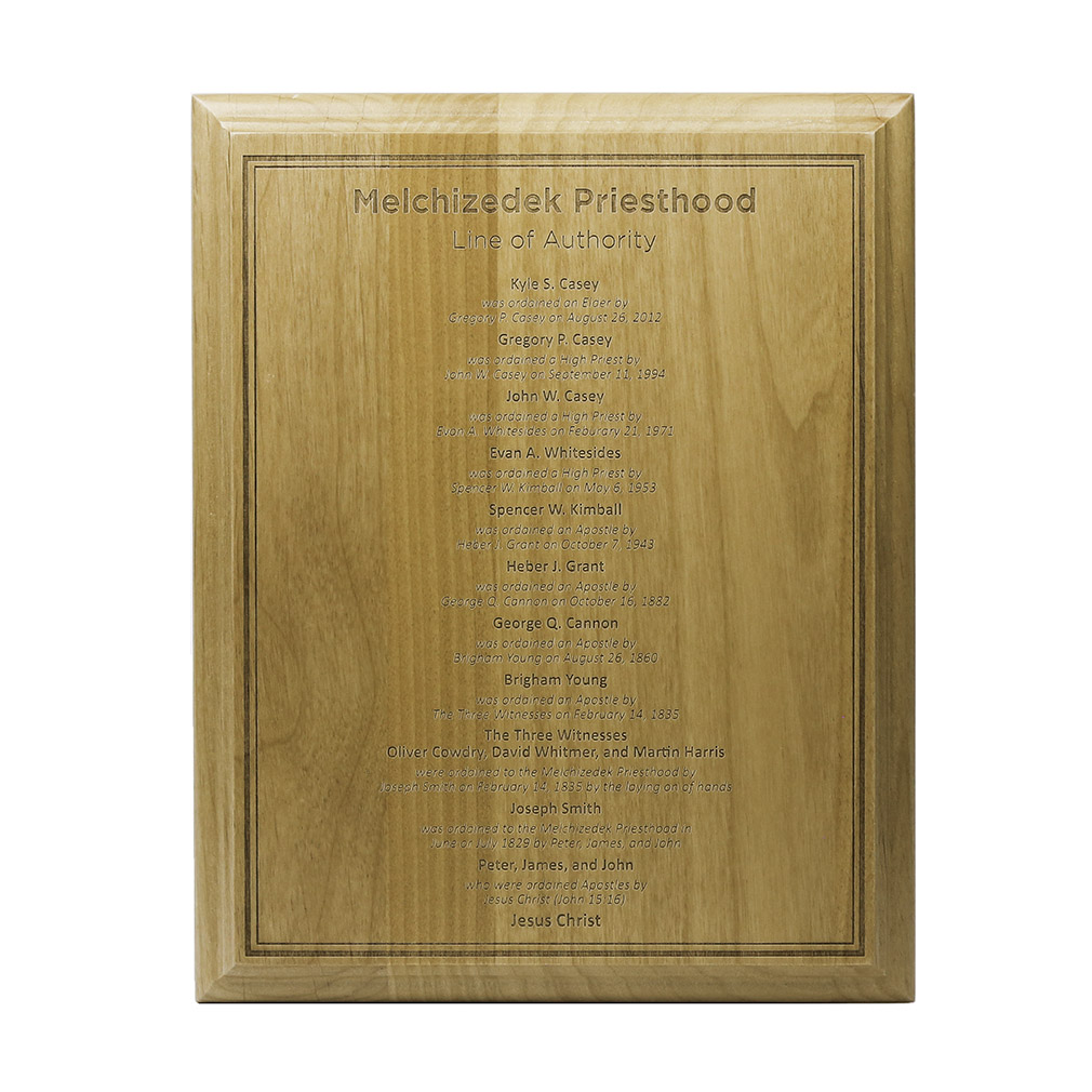Priesthood Line of Authority Wood Plaque - LDP-PLQ100