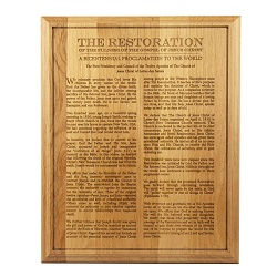 Restoration Proclamation Wood Plaque lds wood plaque, restoration proclamation wood plaque