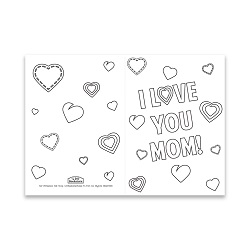 Mothers Day Coloring Card - Hearts - Digital Download free mothers day card, printable mothers day card, flowery mothers day card