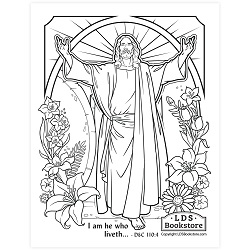 I Am He Who Liveth Easter Coloring Page - Digital Download free lds coloring page, free easter coloring page, lds printables, free lds printables, free lds coloring page, come follow me coloring page