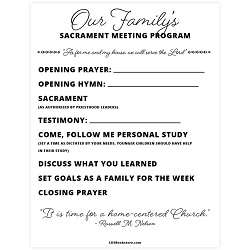 At-Home Sacrament Meeting Program - Digital Download at home sacrament meeting, at home church worksheet