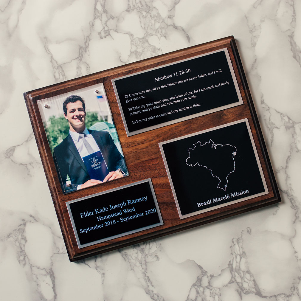 Missionary Plaque 8x10 - Three Plates, Gold/Silver - LDP-MP8x10-3