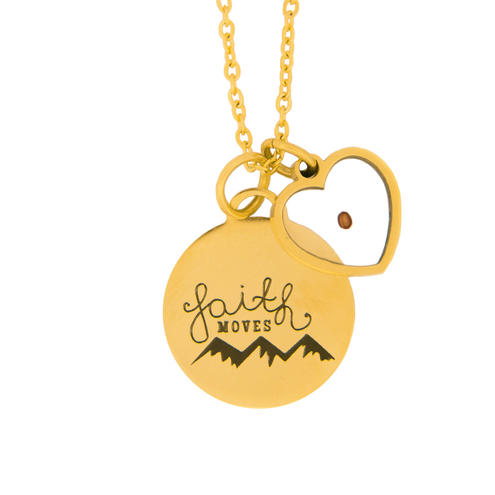 Mustard Seed Heart Necklace With Charm faith mustard seed, mustard seed, faith, faith can move mountains, mountains, jewelry for women, faith jewelry