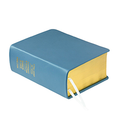 Pre-Made Hand-Bound Genuine Leather Quad - Sky Blue sky blue lds scriptures, blue lds scriptures, blue quad, 