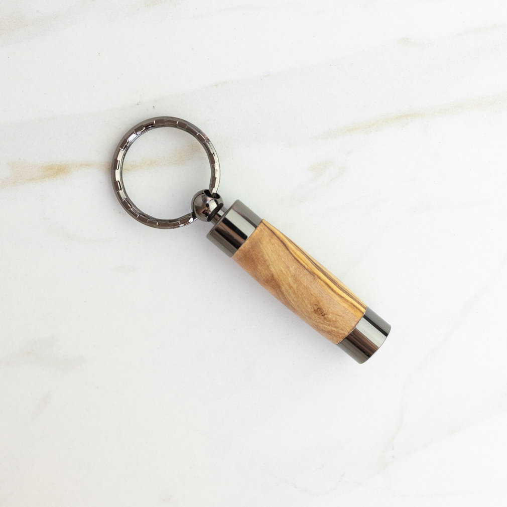 Bethlehem Olive Wood Oil Vial - Silver/Gunmetal - PT-OLIVE-VIAL