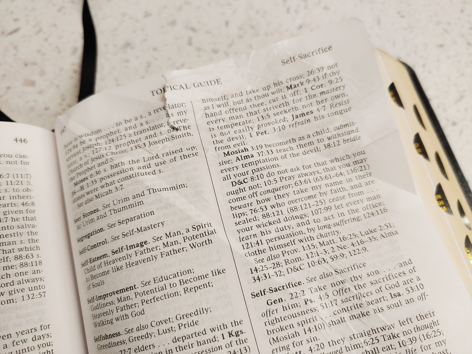 Tear in topical guide pages.